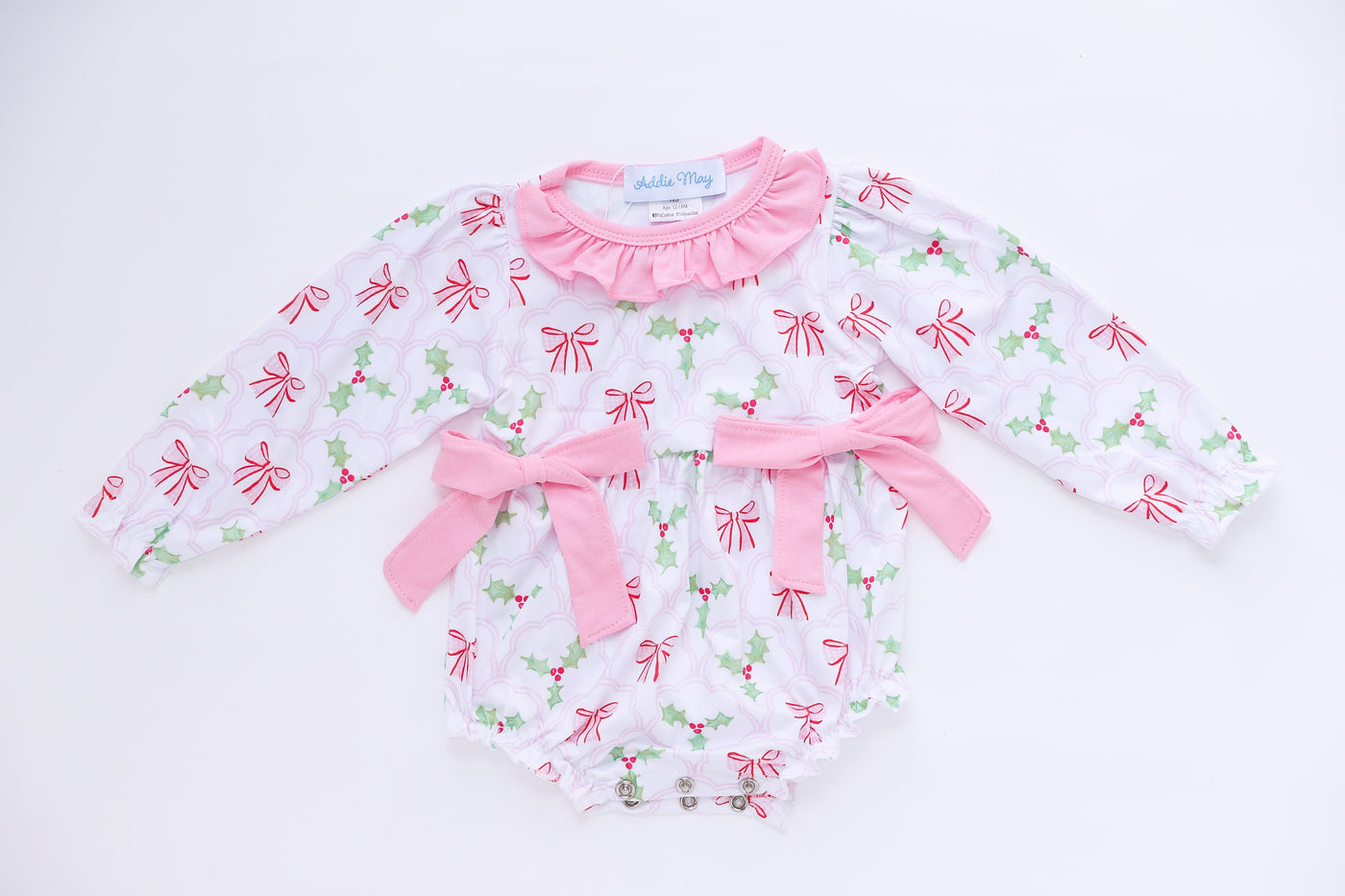 Scallop Pink Holly & Bows Bubble